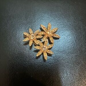 Monet Gold  and Rhinestone Floral brooch